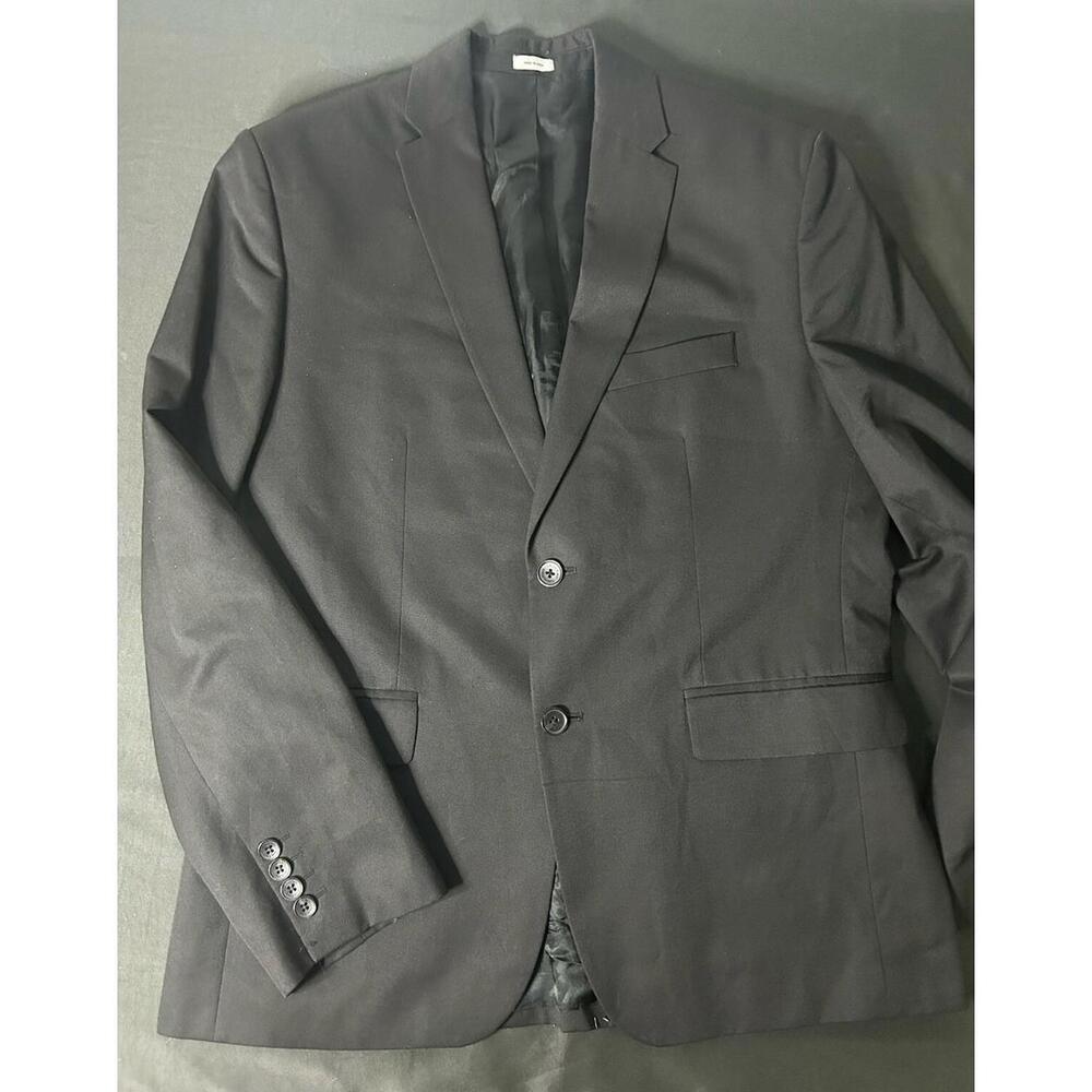 Calvin Klein Blazer Jacket Mens Solid Black Two Button Wool Blend